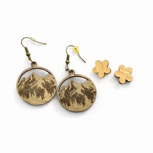 Mountain Design Wooden Earrings Set